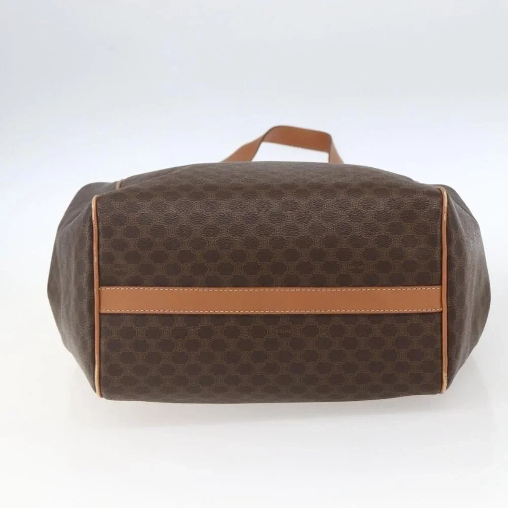 Authentic CELINE Macadam Canvas Shoulder Bag PVC Leather Brown Gold - Picture 16 of 16